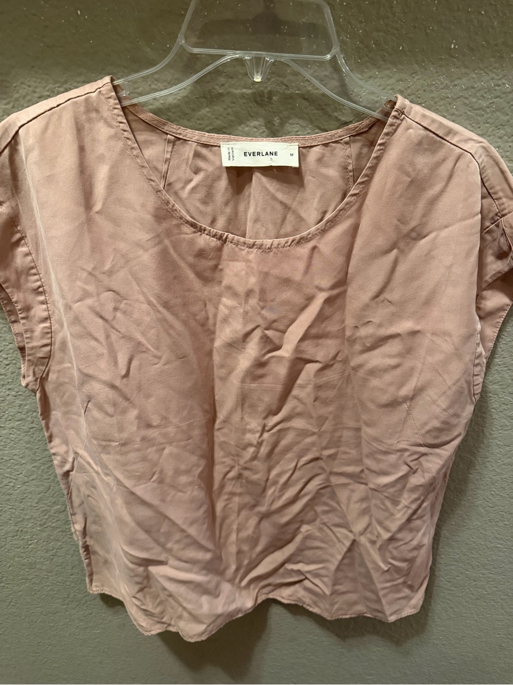 Everlane 100% Tencel Lyocell Blush Pink Cap Sleeve Blouse Top Medium Minimalist